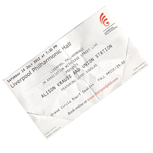 Alison Krauss Ticket, Liverpool Philharmonic Hall, 2012